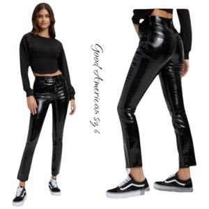 NWT Good American Better Than Leather Good Icon Pants Black 6